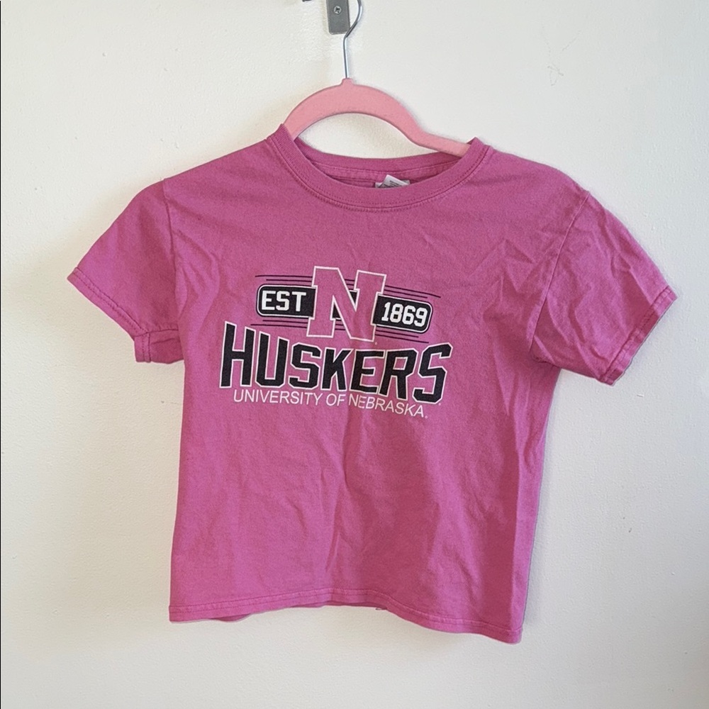 Pink Nebraska Huskers Baby Tee - Cropped, Y2K Style